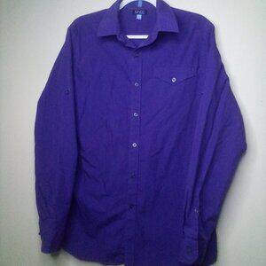 Made Cam Newton Shirt Men L Button Up Long Sleeve Pocket PURPLE